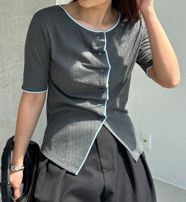  「【一癖可愛い】フロントタックフリルT」|Tシャツ・カットソー|