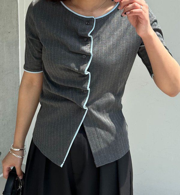  「【一癖可愛い】フロントタックフリルT」|Tシャツ・カットソー|