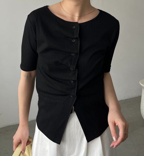  「【一癖可愛い】フロントタックフリルT」|Tシャツ・カットソー|