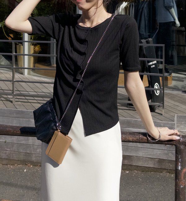  「【一癖可愛い】フロントタックフリルT」|Tシャツ・カットソー|