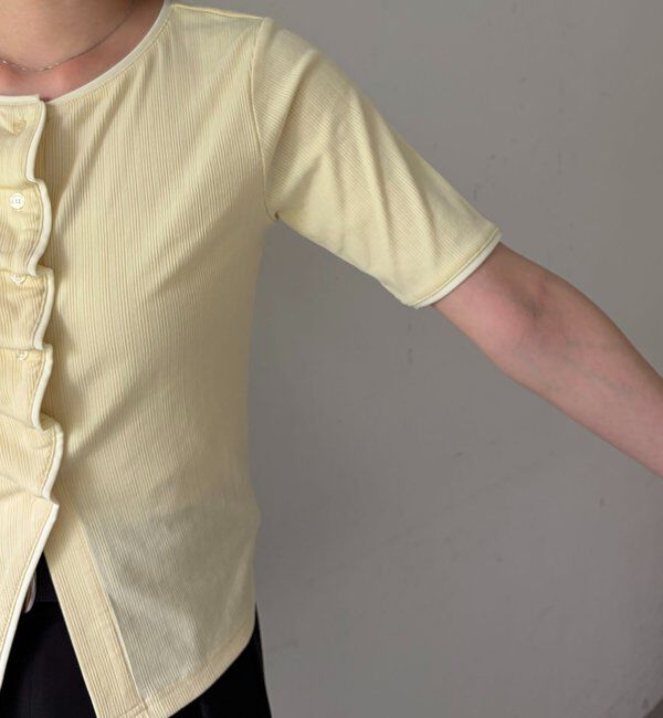  「【一癖可愛い】フロントタックフリルT」|Tシャツ・カットソー|