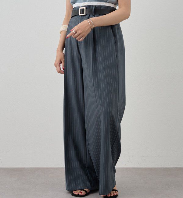  「ストライプウエストデザインパンツ」|チノ|