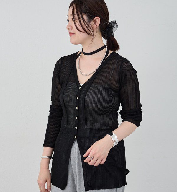  「【インフルエンサー＠komorin_コラボ】チョーカーリブカーディガン」|カーディガン|ブラック