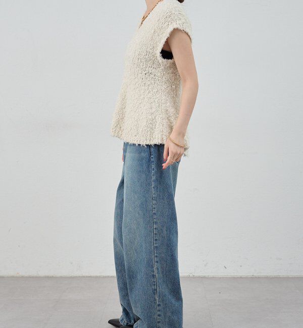  「ポンポンループ編みニット」|パーカー|