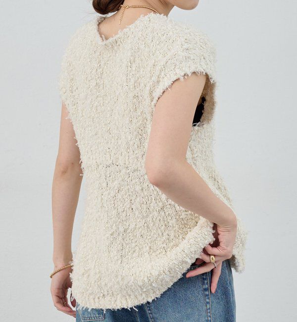  「ポンポンループ編みニット」|パーカー|