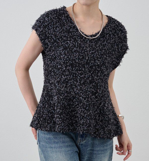  「ポンポンループ編みニット」|パーカー|