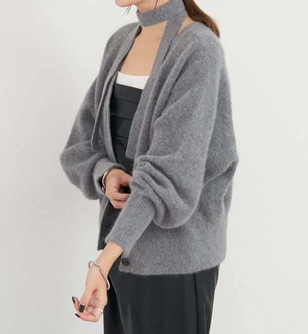  「ファーウールタイ付きカーディガン」|カーディガン|
