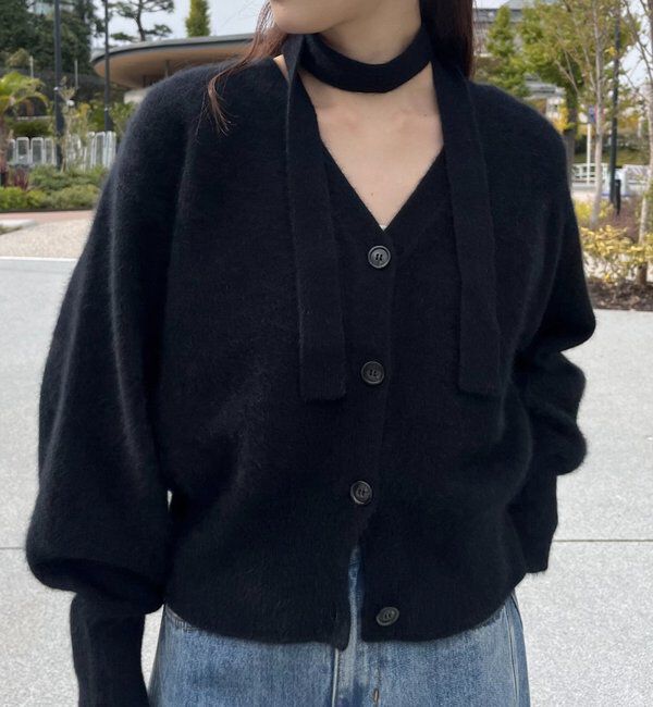  「ファーウールタイ付きカーディガン」|カーディガン|