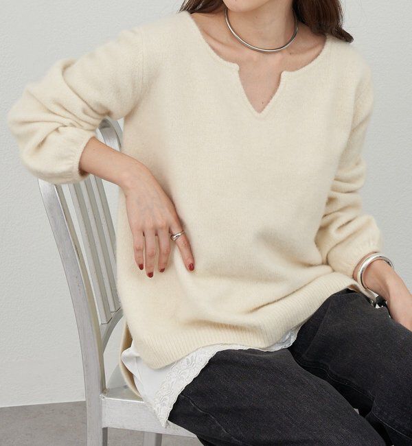  「ファーウールキーネックニット」|ニット・セーター|