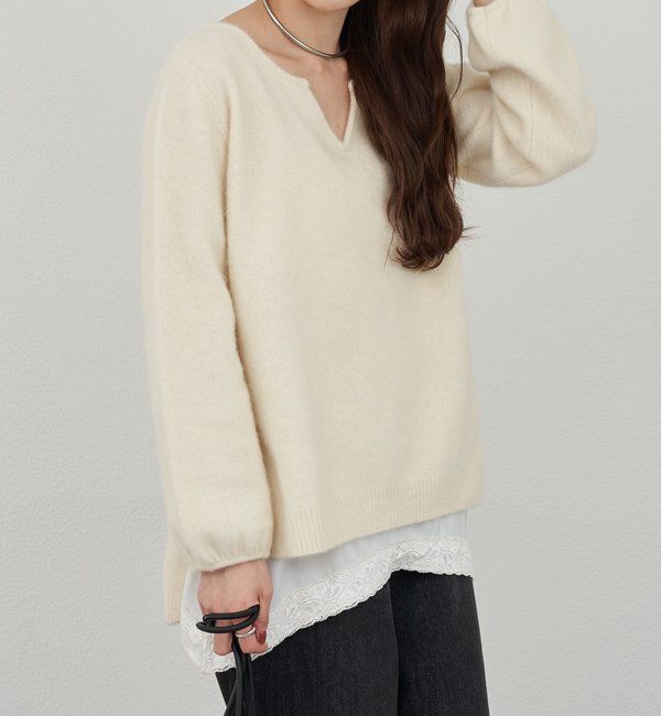  「ファーウールキーネックニット」|ニット・セーター|