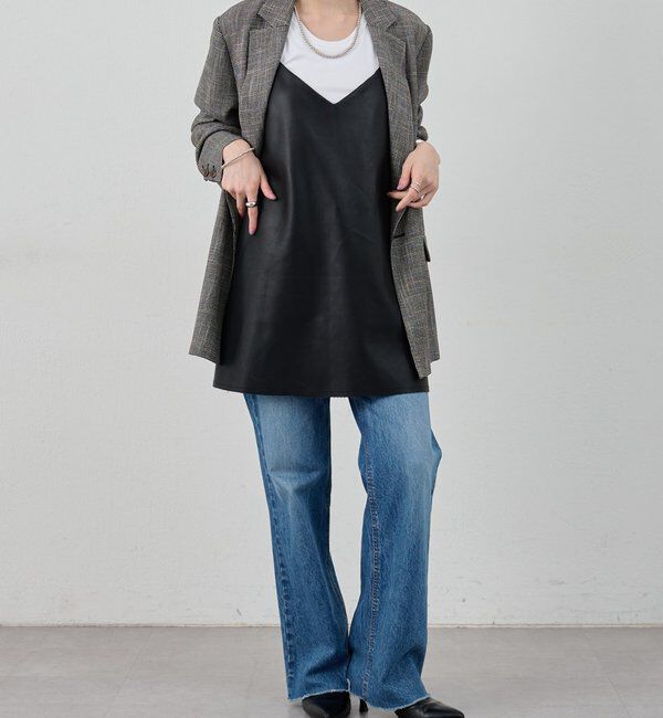  「《レイヤードにも◎》レザーチュニックキャミ」|シャツ・ブラウス|