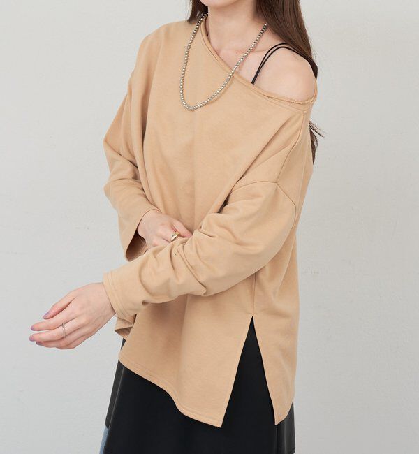  「サイドスリットオフショルスウェット」|Tシャツ・カットソー|