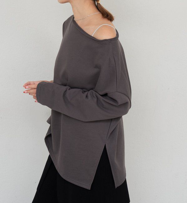  「サイドスリットオフショルスウェット」|Tシャツ・カットソー|