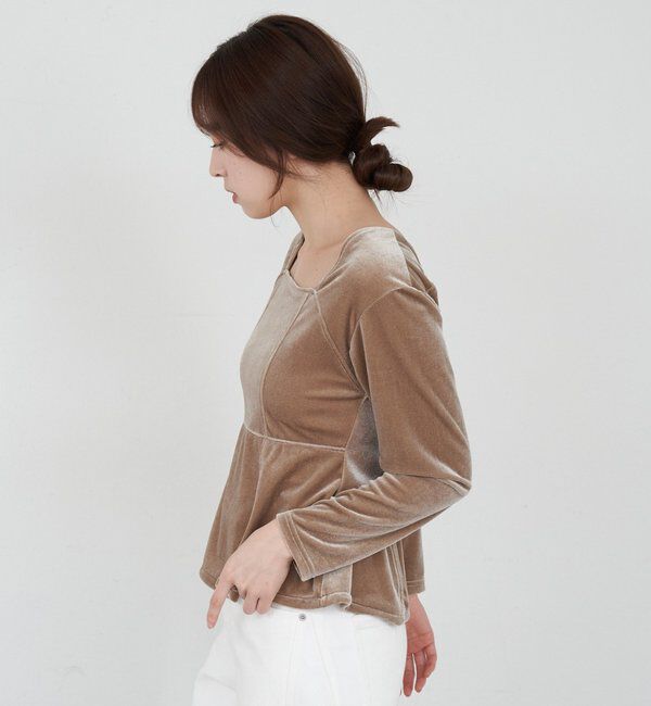  「ベロアペプラムプルオーバー」|Tシャツ・カットソー|