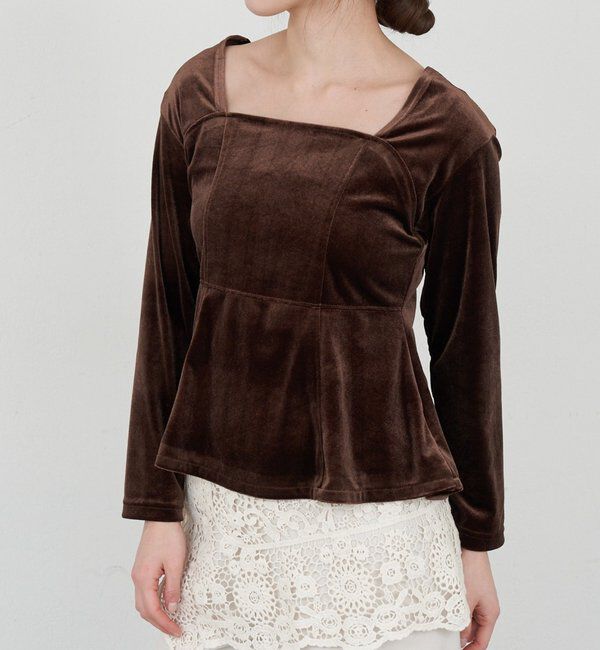  「ベロアペプラムプルオーバー」|Tシャツ・カットソー|ブラウン