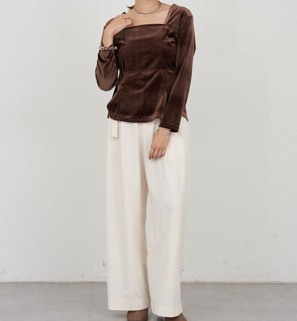  「ベロアペプラムプルオーバー」|Tシャツ・カットソー|