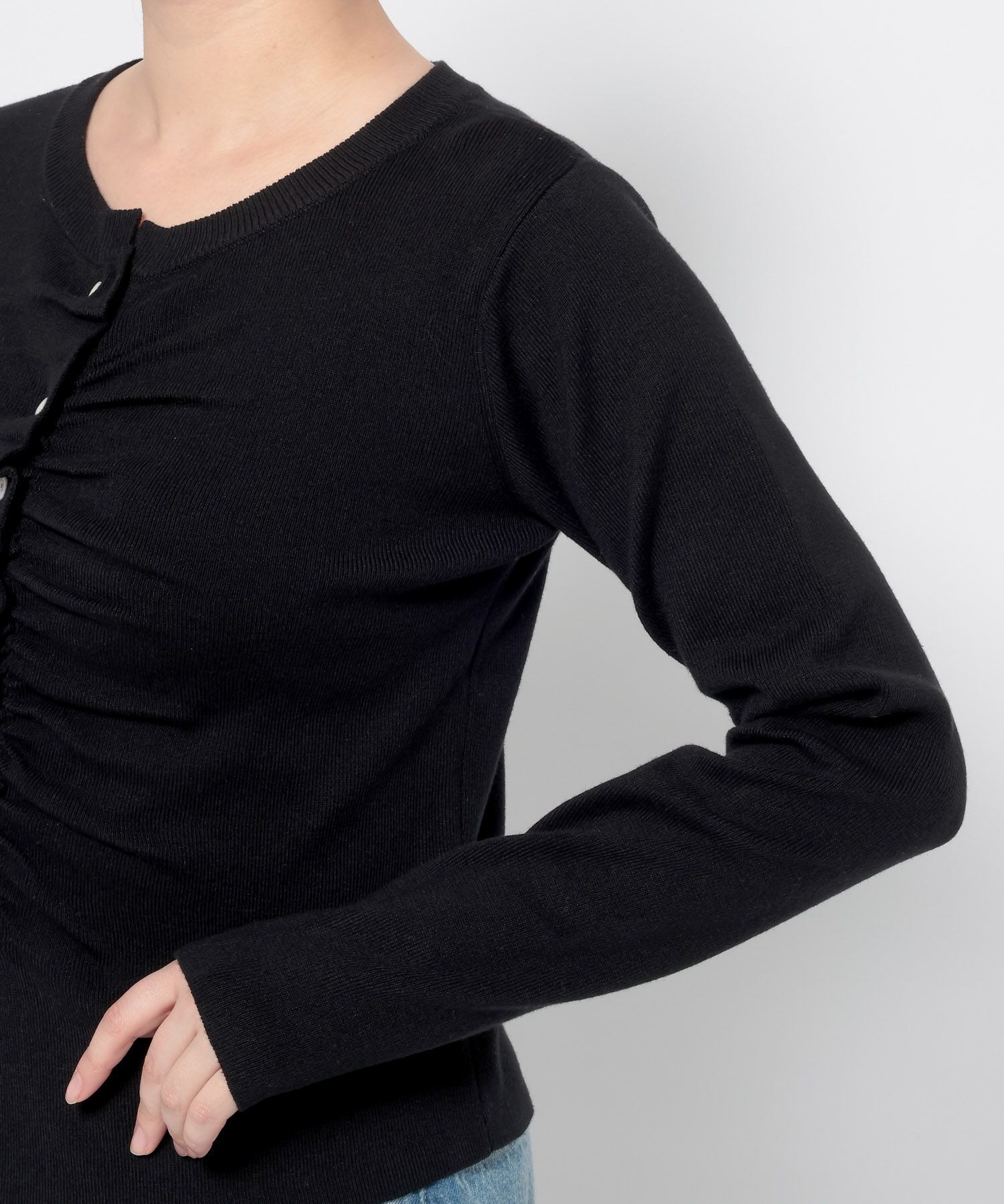 LOWRYS FARM「ギャザーボタンカーディガンＬＳ」|ニット・セーター|