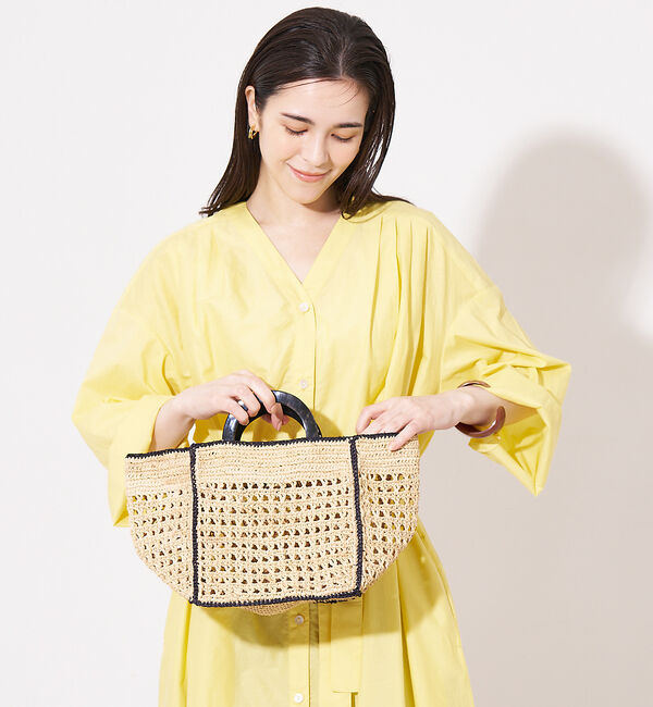 collex「ラフィア透かし編バッグ」|かごバッグ|ベージュ