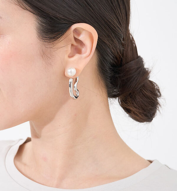 collex「【dignif】【金属アレルギー対応】パールキャッチウェーブ2WAYピアス」|ピアス|