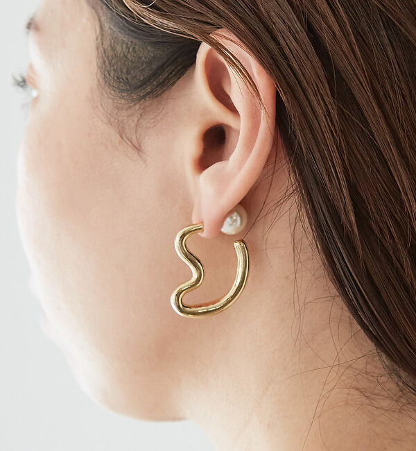 collex「【dignif】【金属アレルギー対応】パールキャッチウェーブ2WAYピアス」|ピアス|
