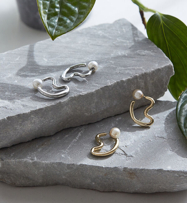 collex「【dignif】【金属アレルギー対応】パールキャッチウェーブ2WAYピアス」|ピアス|