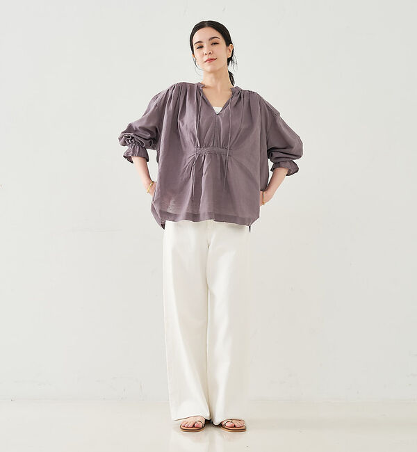 collex「リネンコットンギャザーブラウス」|シャツ・ブラウス|