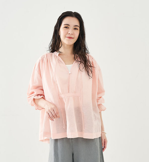 collex「リネンコットンギャザーブラウス」|シャツ・ブラウス|