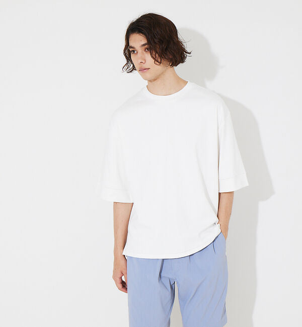 ABAHOUSE「【定番】ドロップショルダー 五分袖 メローロック Tシャツ」|Tシャツ・カットソー|ホワイト