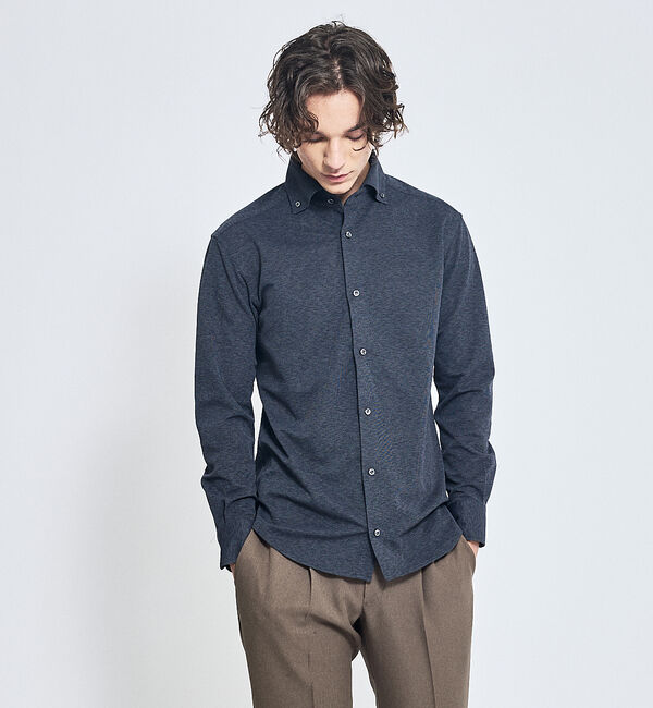 ABAHOUSE「【ON/OFF兼用】MESH JERSEY ボタンダウンシャツ / FLEX S」|シャツ・ブラウス|