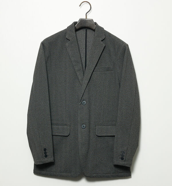 ABAHOUSE「【セットアップ対応】ヘリンボーン ジャガード ニットジャケット」|テーラードジャケット|ブラック