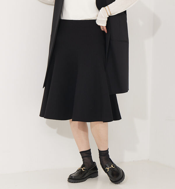 Rouge vif「【セットアップ対応】ニットフレアミニスカート」|スカート|ブラック