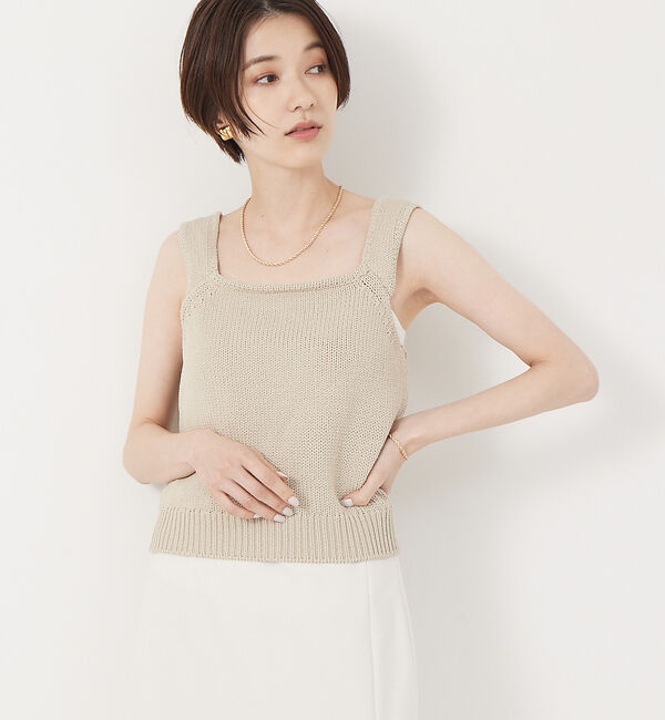 Rouge vif「ストレッチリリヤーンニットキャミ」|キャミソール|ベージュ