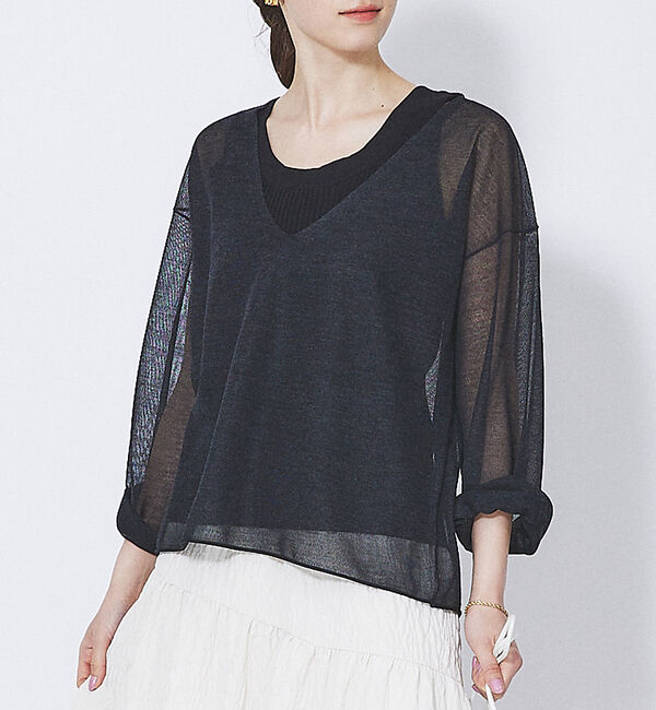 Rouge vif「シアーVネックラメプルオーバー」|ニット・セーター|スミクロ