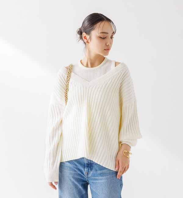 Rouge vif「Vネックリブニット アンサンブル」|ニット・セーター|