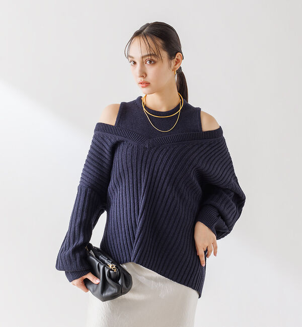 Rouge vif「Vネックリブニット アンサンブル」|ニット・セーター|