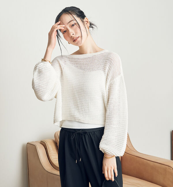 Rouge vif「麻混 変形天竺ニットプルオーバー」|ニット・セーター|