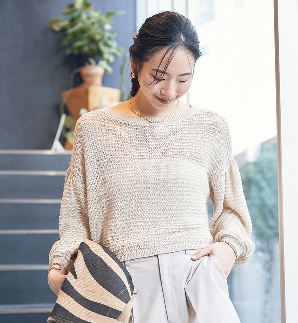 Rouge vif「麻混 変形天竺ニットプルオーバー」|ニット・セーター|