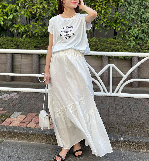 Rouge vif「コットンボイルスモッキングマキシスカート」|スカート|