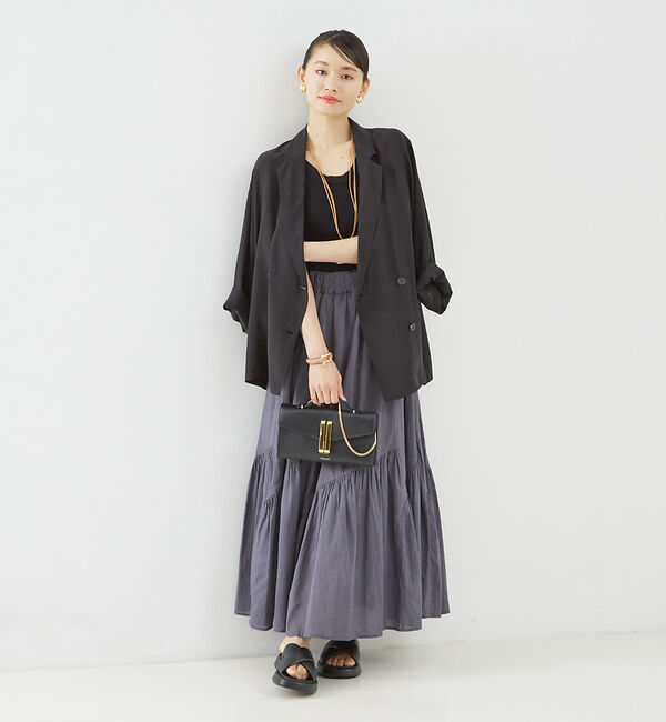 Rouge vif「コットンボイルスモッキングマキシスカート」|スカート|