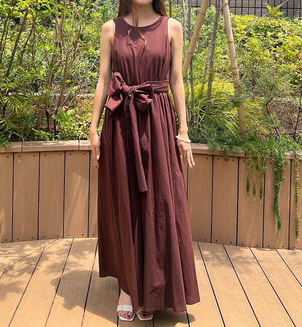 Rouge vif「【一部店舗限定】コットンローンノースリーブリボンワンピース」|ワンピース|