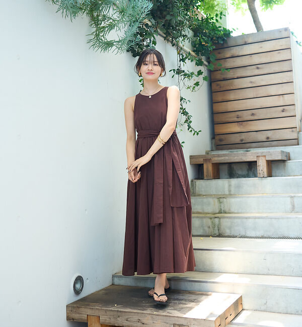 Rouge vif「【一部店舗限定】コットンローンノースリーブリボンワンピース」|ワンピース|