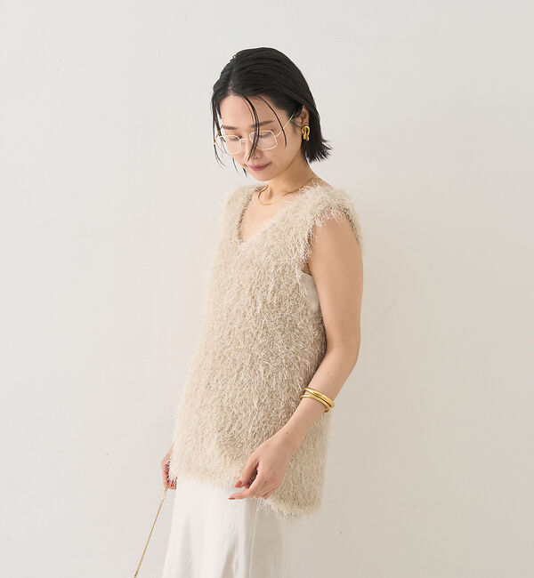 Rouge vif「コンビフェザーニットベスト」|ニット・セーター|