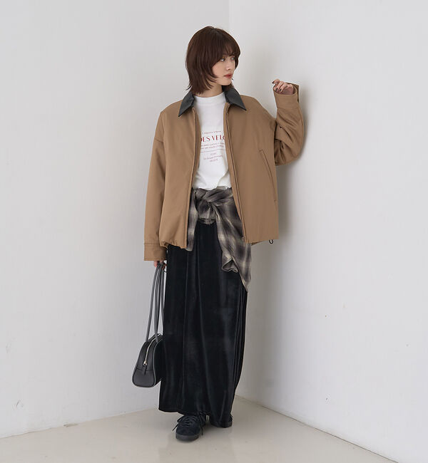 Rouge vif「異素材衿パフィブルゾン/ハンティングジャケット」|ブルゾン・スタジャン|