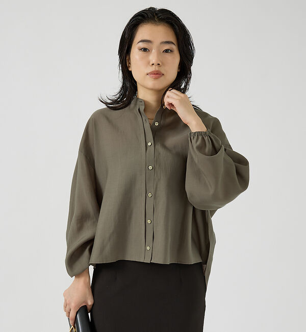 Rouge vif「スタンドカラータックシャツカーデ」|シャツ・ブラウス|