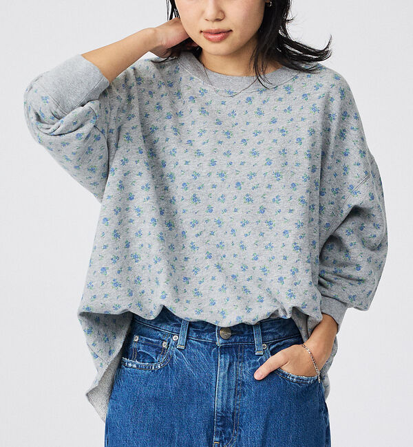 Rouge vif「【JEMORGAN / ジェーイーモーガン】ガーゼ裏毛 花柄クルースウェット/J」|スウェット・ジャージ|グレー系その他1