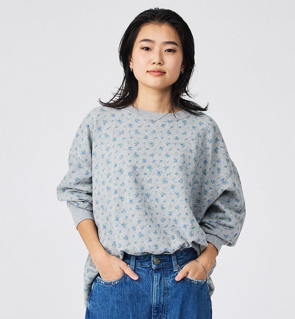 Rouge vif「【JEMORGAN / ジェーイーモーガン】ガーゼ裏毛 花柄クルースウェット/J」|スウェット・ジャージ|