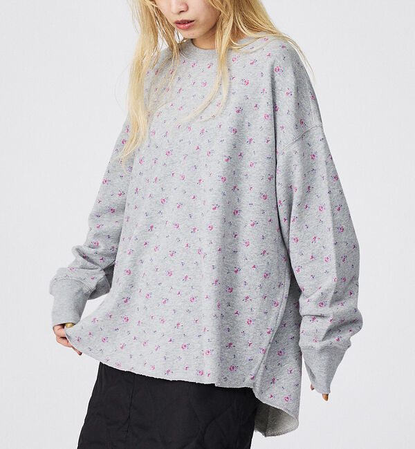 Rouge vif「【JEMORGAN / ジェーイーモーガン】ガーゼ裏毛 花柄クルースウェット/J」|スウェット・ジャージ|グレー系その他2