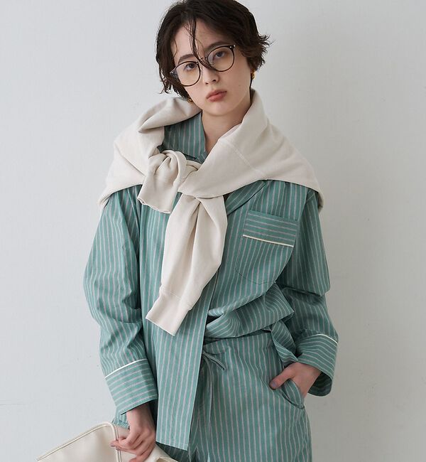 Rouge vif「【セットアップ対応】オープンカラーシャツ」|シャツ・ブラウス|ストライプ