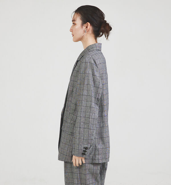 qualite「【セットアップ対応】リネングレンチェックジャケット」|テーラードジャケット|
