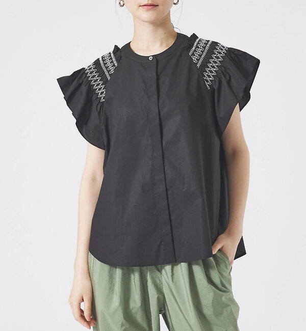 qualite「スモッキングスリーブシャツ」|シャツ・ブラウス|オフホワイト